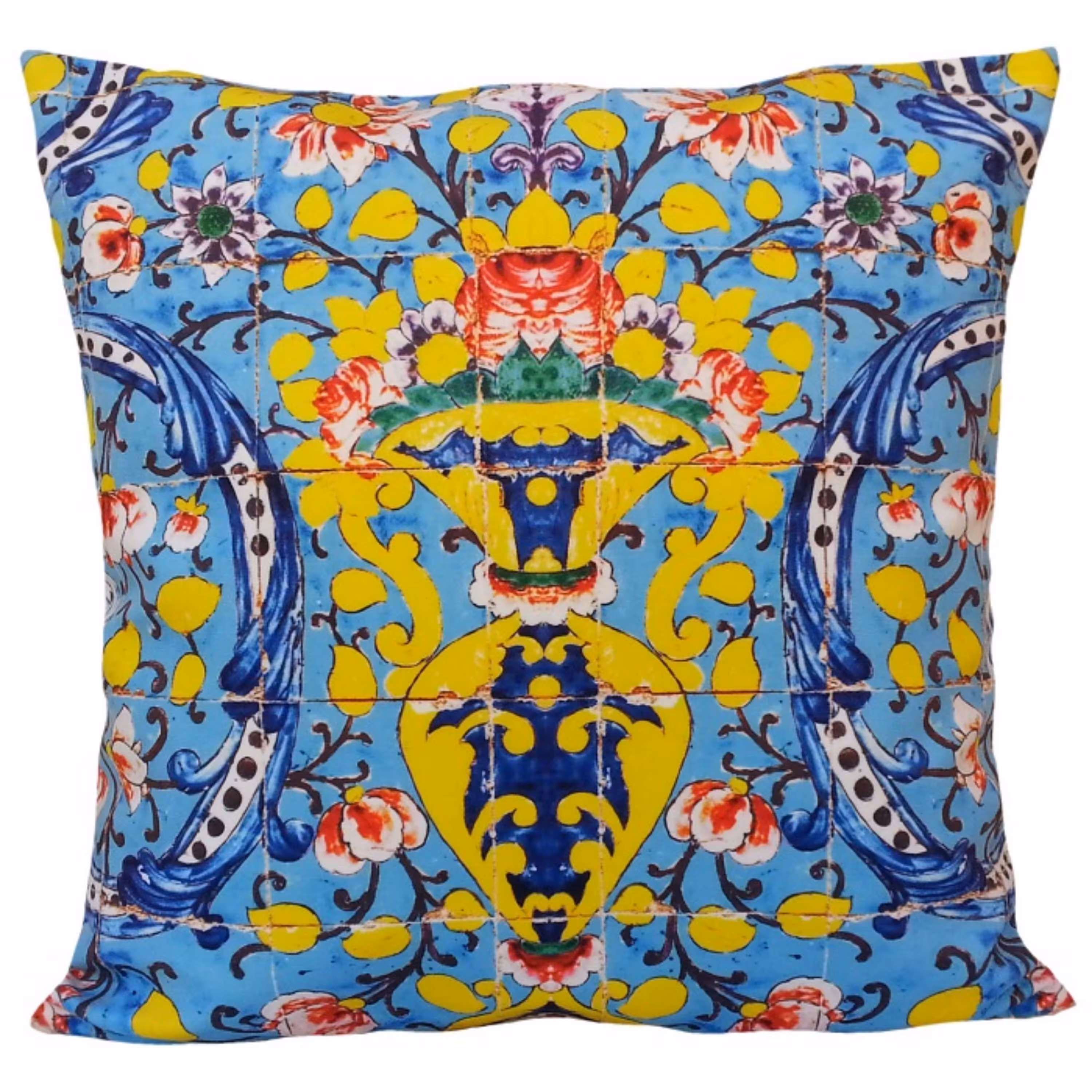 کاور کوسن مخمل کوبیده  طرح کاشی  کد MAKHQU5  کیفیت جنس و رنگ عالی