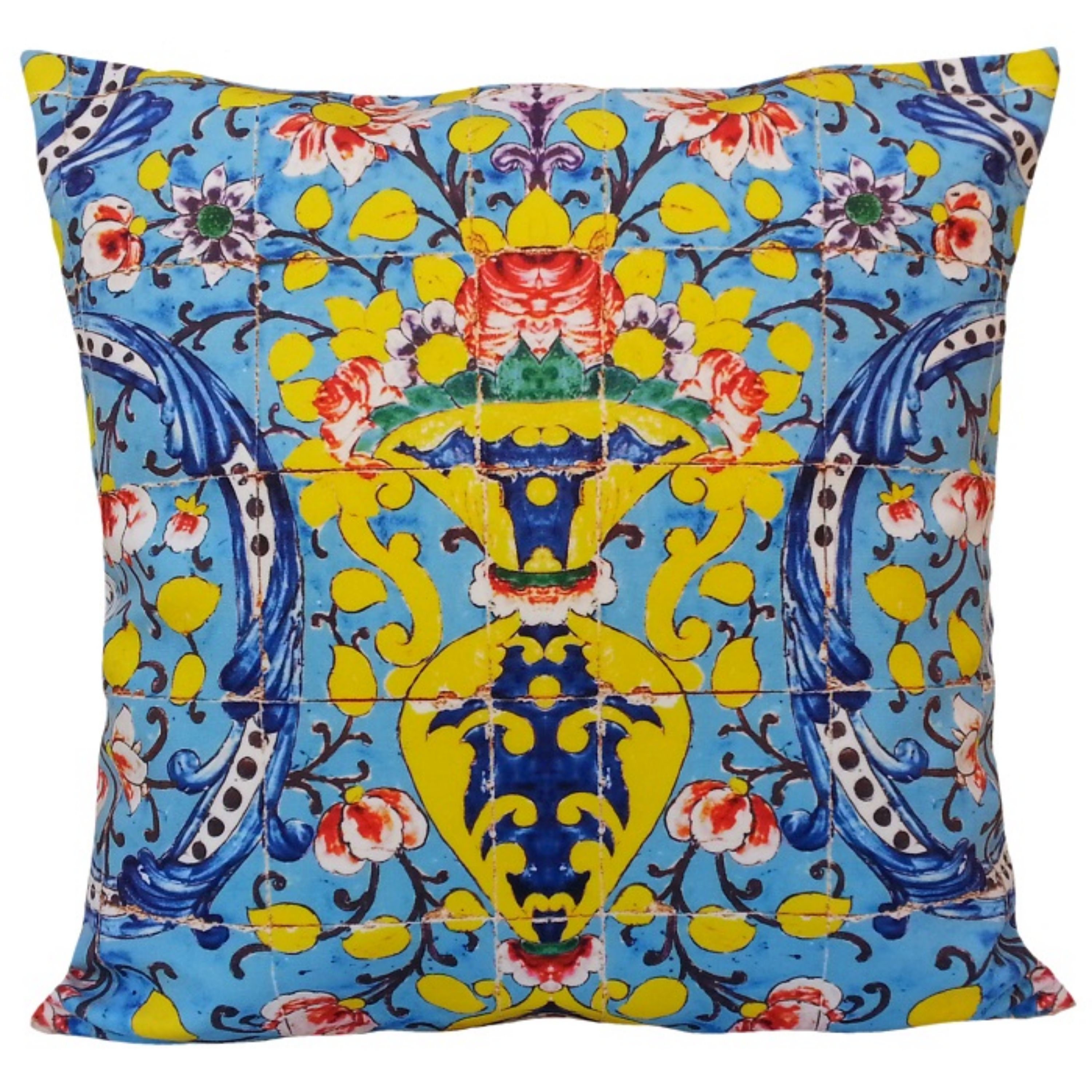 کاور کوسن مخمل کوبیده  طرح کاشی  کد MAKHQU5  کیفیت جنس و رنگ عالی