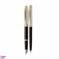 خودکار و خود نویس شفر (Sheaffer) مدل Sagaris بدنه نیمه کروم براق مشکی با گیره زرد