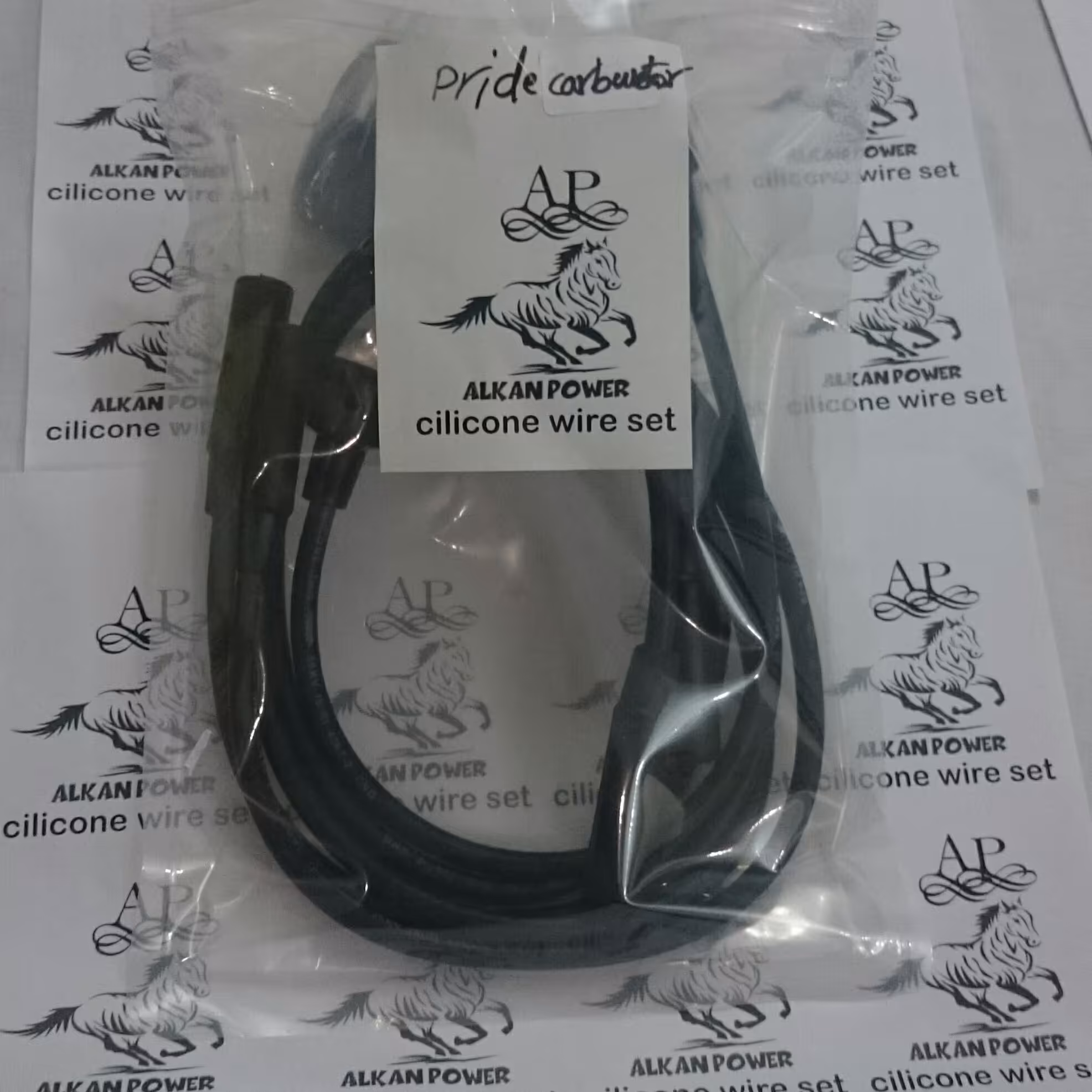 وایر شمع پراید کاربراتور آلکان پاور تمام سیلیکونی 5 عددی مناسب خودروهای بنزینی و گاز سوز 