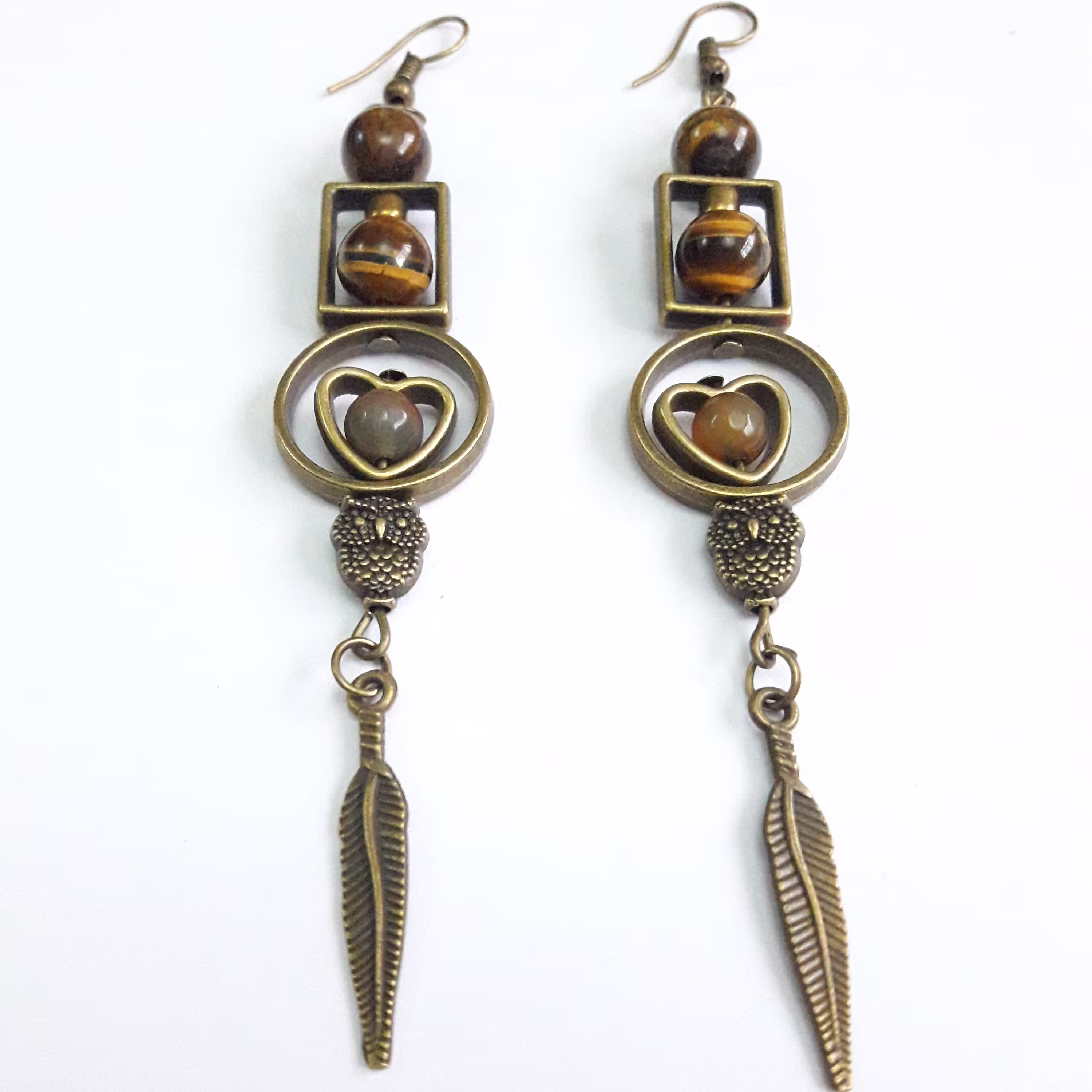 گوشواره آویز بلند طرح جغد و پر