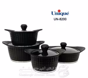 سرویس قابلمه یونیک 11 پارچه طوسی نقره ای لاین مدل UN-7725