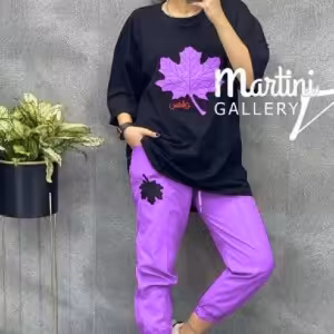 ست تیشرت شلوار طرح برگ