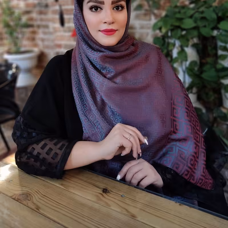 شال نخ ابریشم ژاکارد لمه دار دورو جذاب