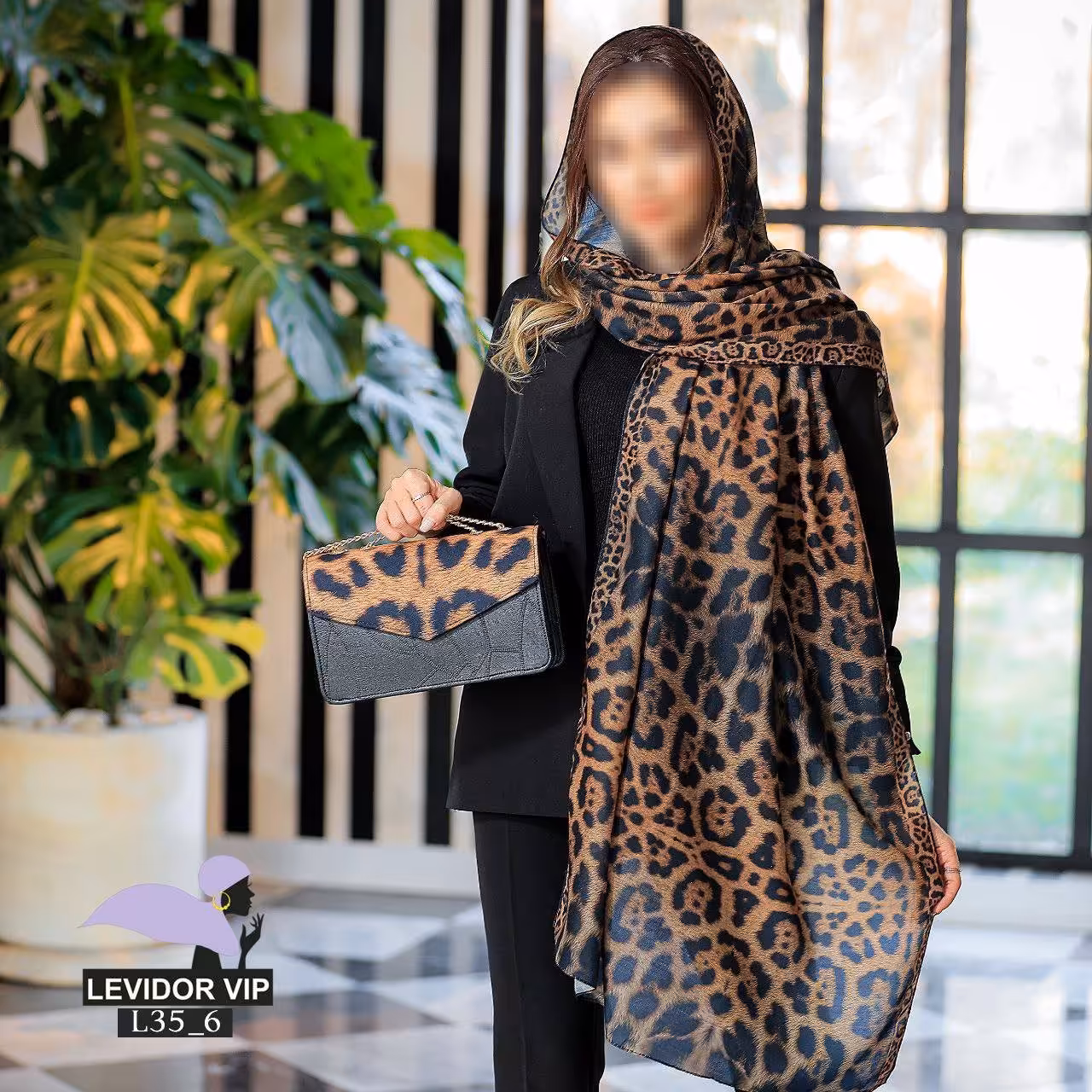 ست کیف و شال پلنگی با کیف پاسپورتی پلنگی و شال پلنگی 