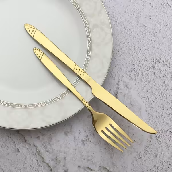 کارد چنگال استیل طلایی