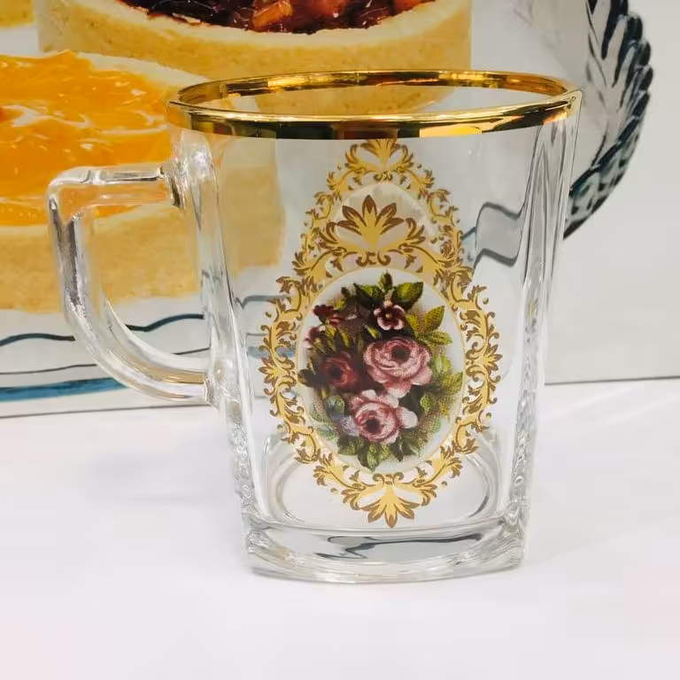 لیوان کار لب طلا گل رز 