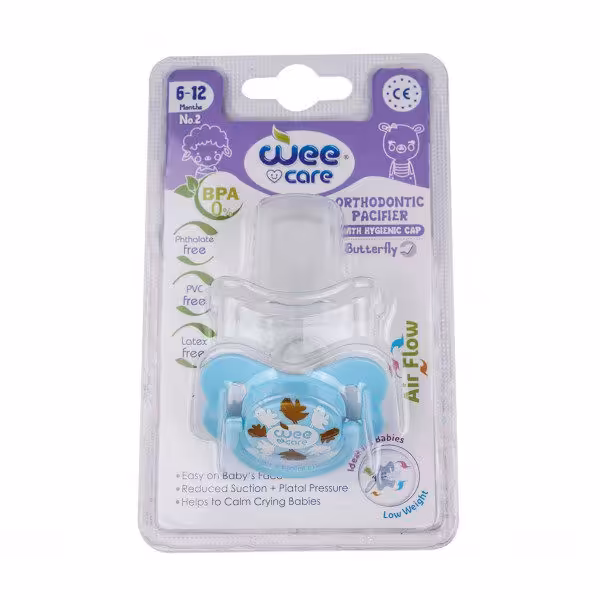 پستانک ارتودنسی درب‌دار سفید وی کر سایز سه 18  ماه کد wee care p126