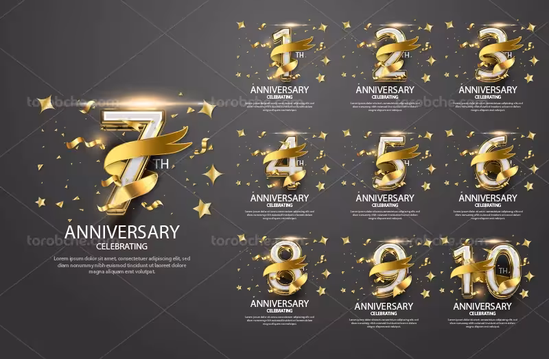 وکتور اعداد انگلیسی طلایی نقره ای | گرافیک با طعم تربچه