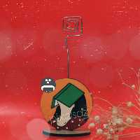 هولدر عکس و یادداشت رومیزی طرح دختروکتاب پیکسل ساز/جنس چوب و نقاشی شده/ضدآب