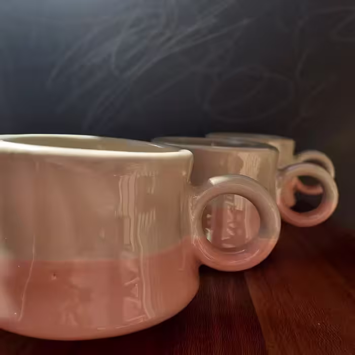لیوان چای خوری دو رنگ دسته گرد
