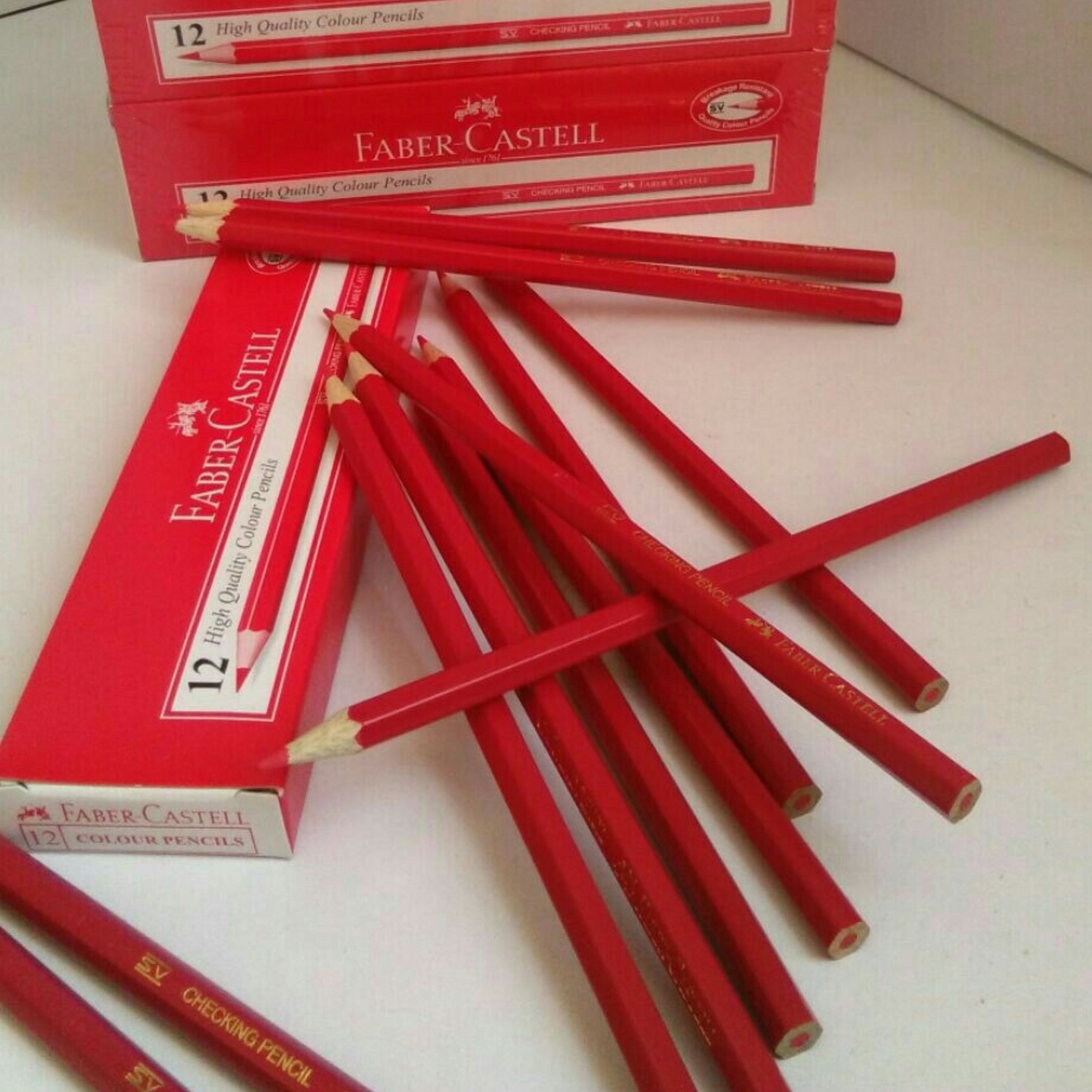مداد قرمز فابر کاستل مدل SV CHCKING PENCILشش ضلعی