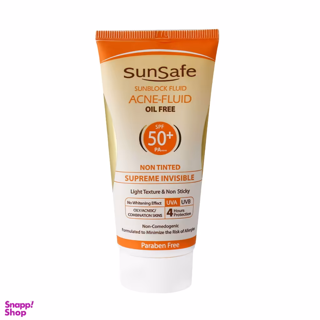 کرم ضد آفتاب فاقد چربی سان سیف (Sunsafe) با SPF50 مناسب پوست های چرب و آکنه ای رنگ بژ روشن 50 میلی‌لیتر
