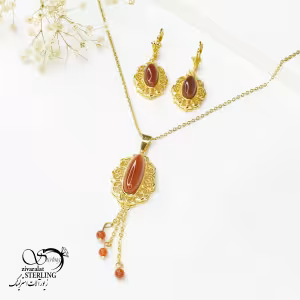 نیمست زنانه طرح طلا با سنگ عقیق