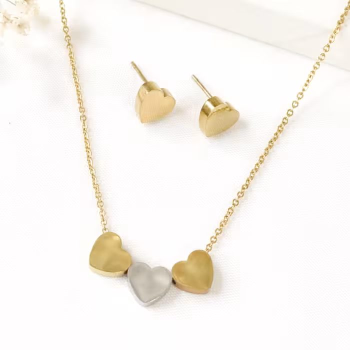 نیمست استیل طرح قلبی رنگ ثابت و طرح طلا کد2646