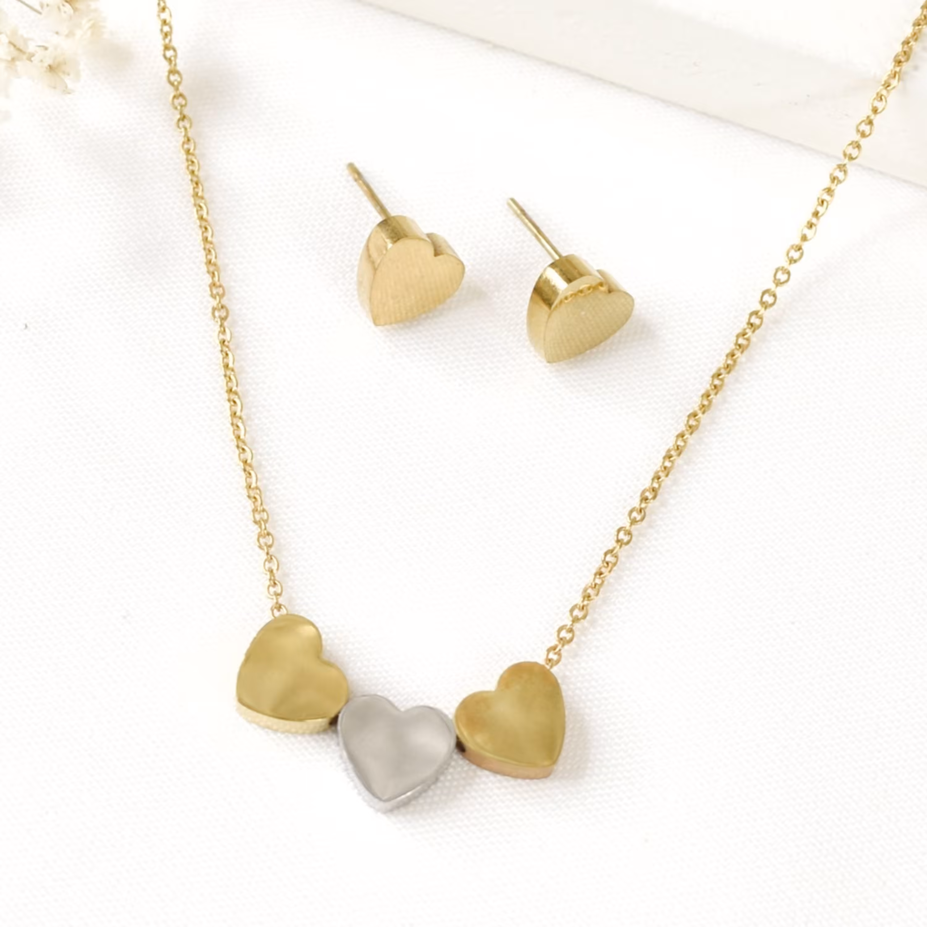 نیمست استیل طرح قلبی رنگ ثابت و طرح طلا کد2646