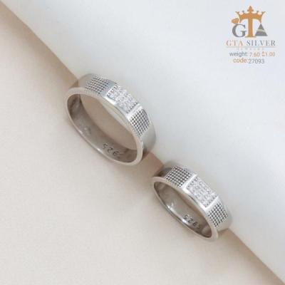 حلقه ست ازدواج کم نگین و طرح تراش نقره عیار 925کد 27093
