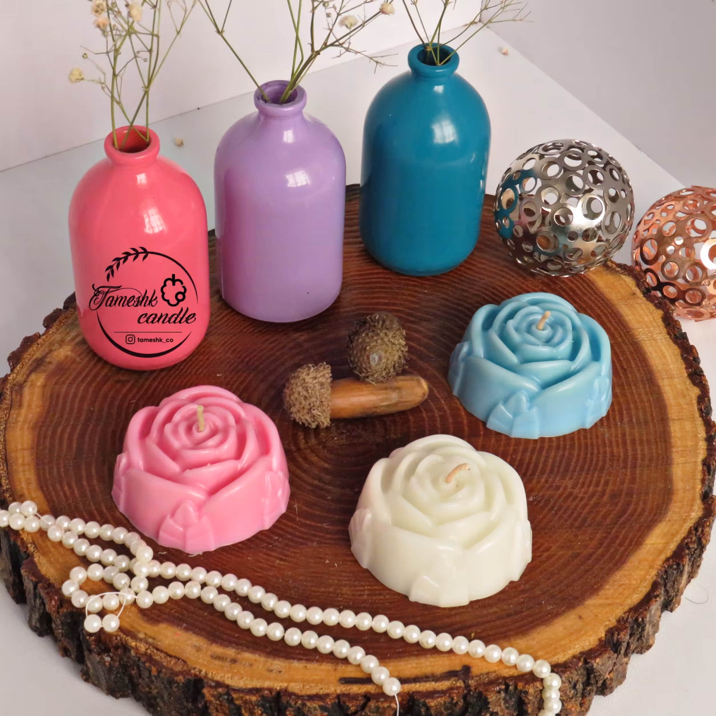 شمع گل رز بزرگ