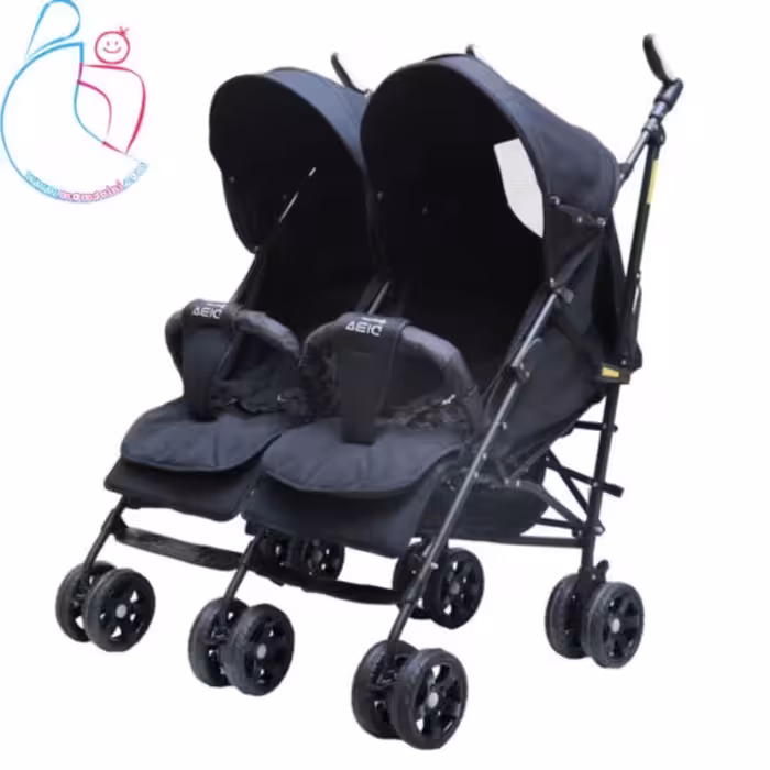 کالسکه دوقلو عصایی دیبا پلاس دلیجان رنگ مشکی مامز نینی