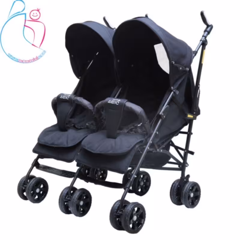 کالسکه دوقلو عصایی دیبا پلاس دلیجان رنگ مشکی مامز نینی