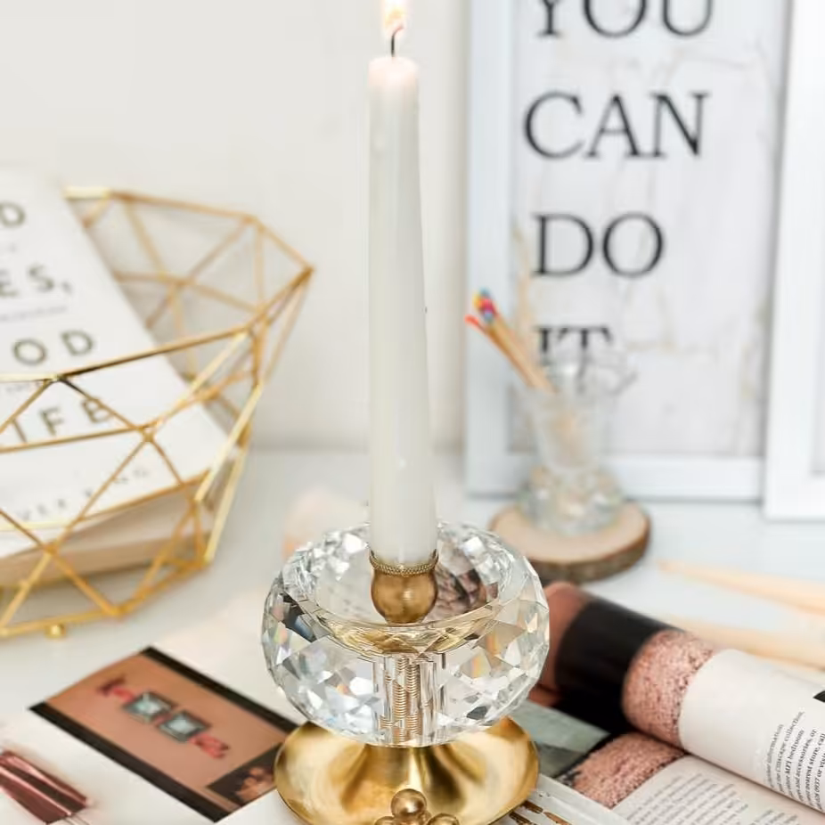 شمعدان برنج و کریستال