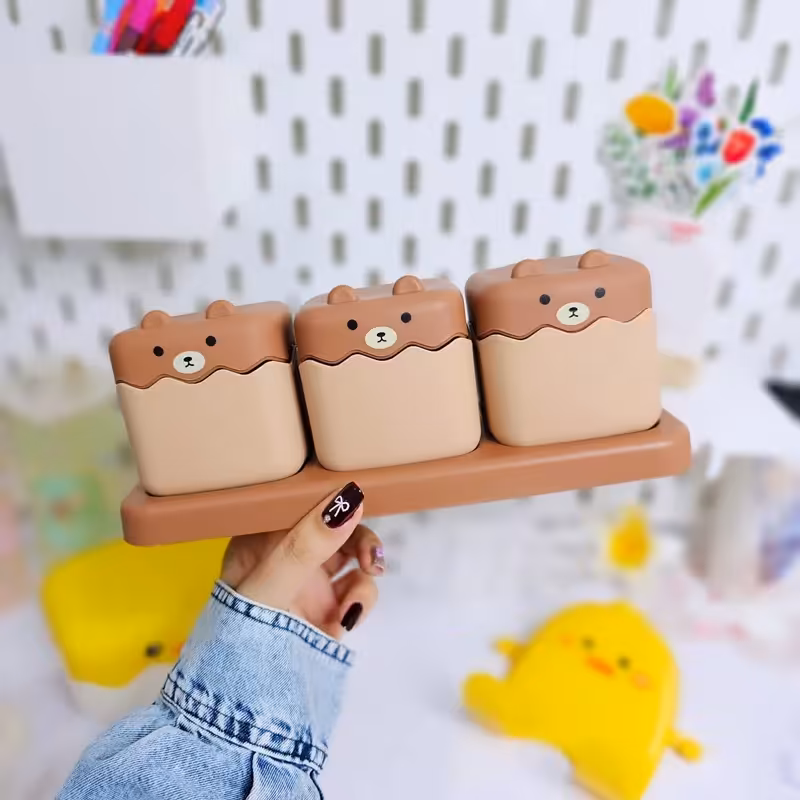 ظرف ادویه 3 تایی طرح خرس