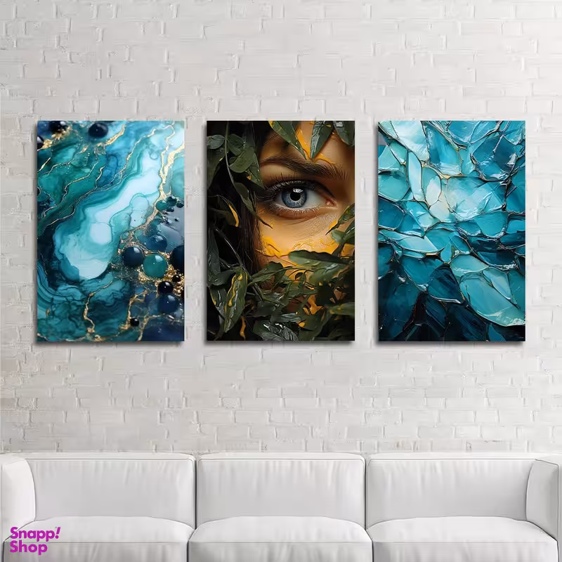 تابلو شاسی بکلیت طرح نقاشی آبستره و دکوراتیو چهره مدل SH-1368 مجموعه 3 عددی