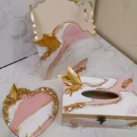 ست سه تکه سطل و جا دستمال و جاکلیدی