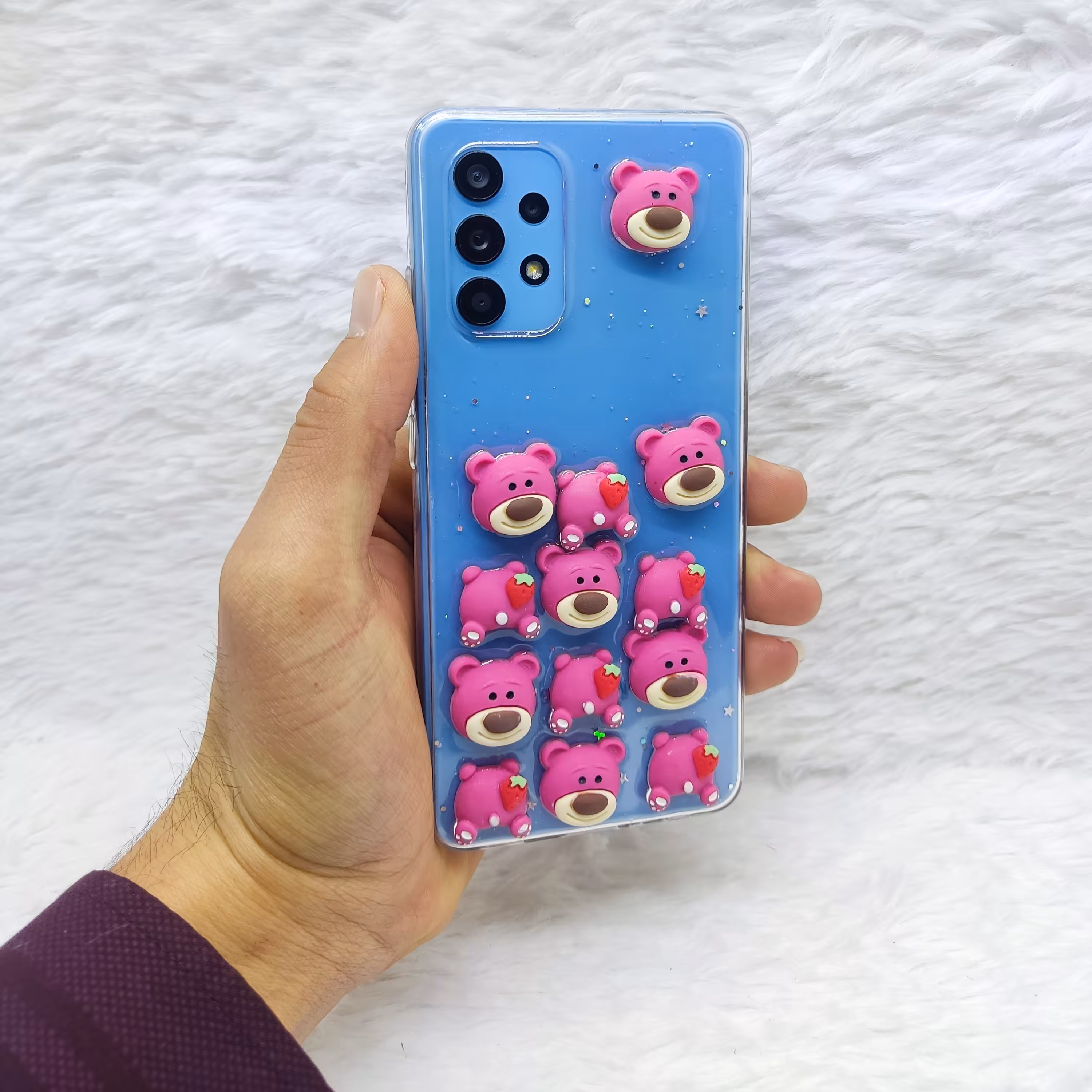 گارد دخترانه فانتزی برجسته A32 طرح پاندا و توت فرنگی مناسب گوشی سامسونگ A32 4G