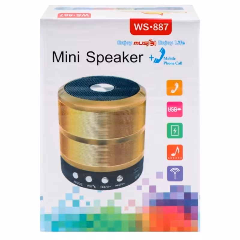 مینی اسپیکر بی سیم WS-887 طلایی و نقره ای