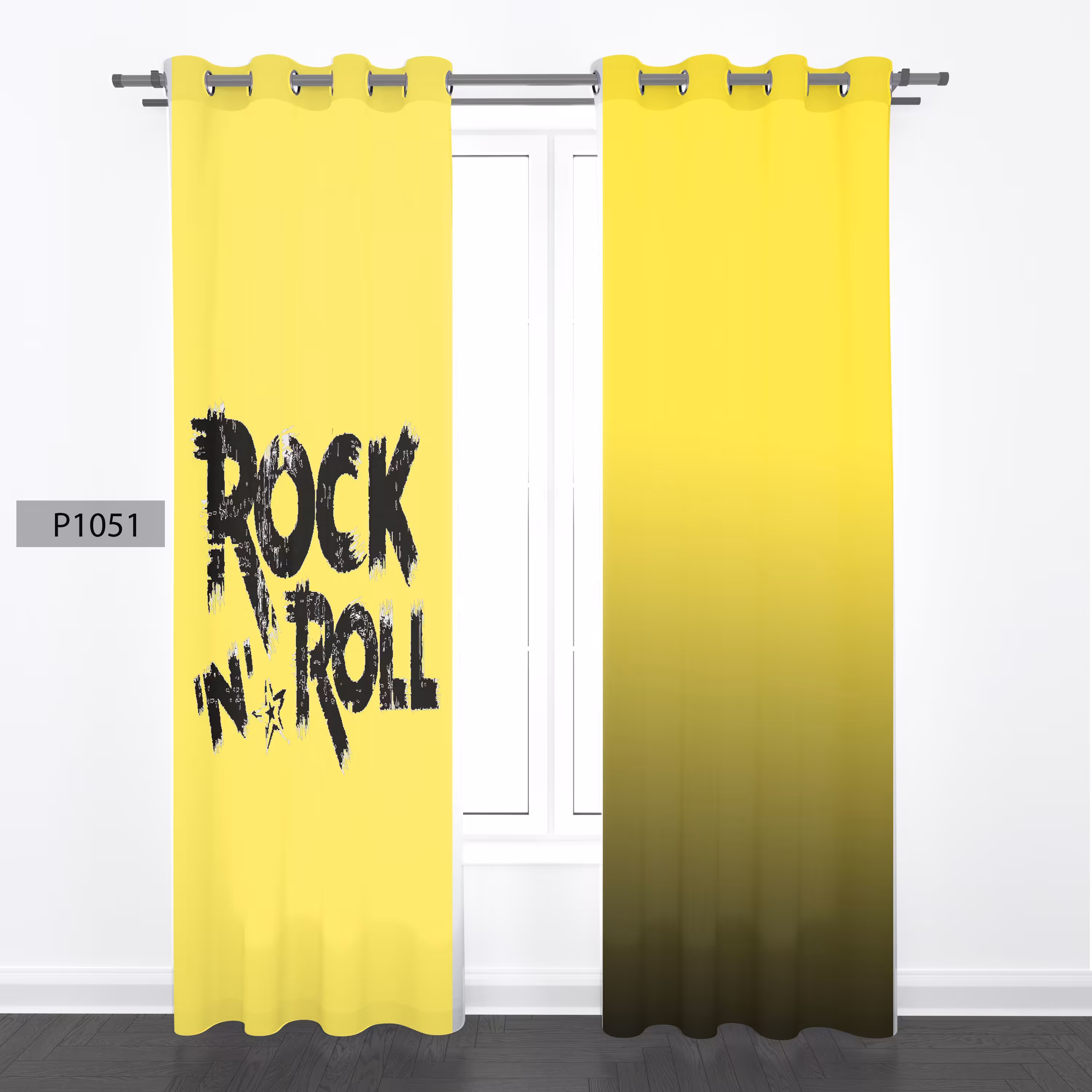 پرده هازان چاپی دوقواره دوخته شده پانچ شده هر قواره عرض 140ارتفاع 190 کد1051