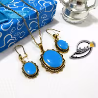 نیم ست برنجی رنگ ثابت طلایی روکش طلا طرح عثمانی فیروزه ای طرح 1567