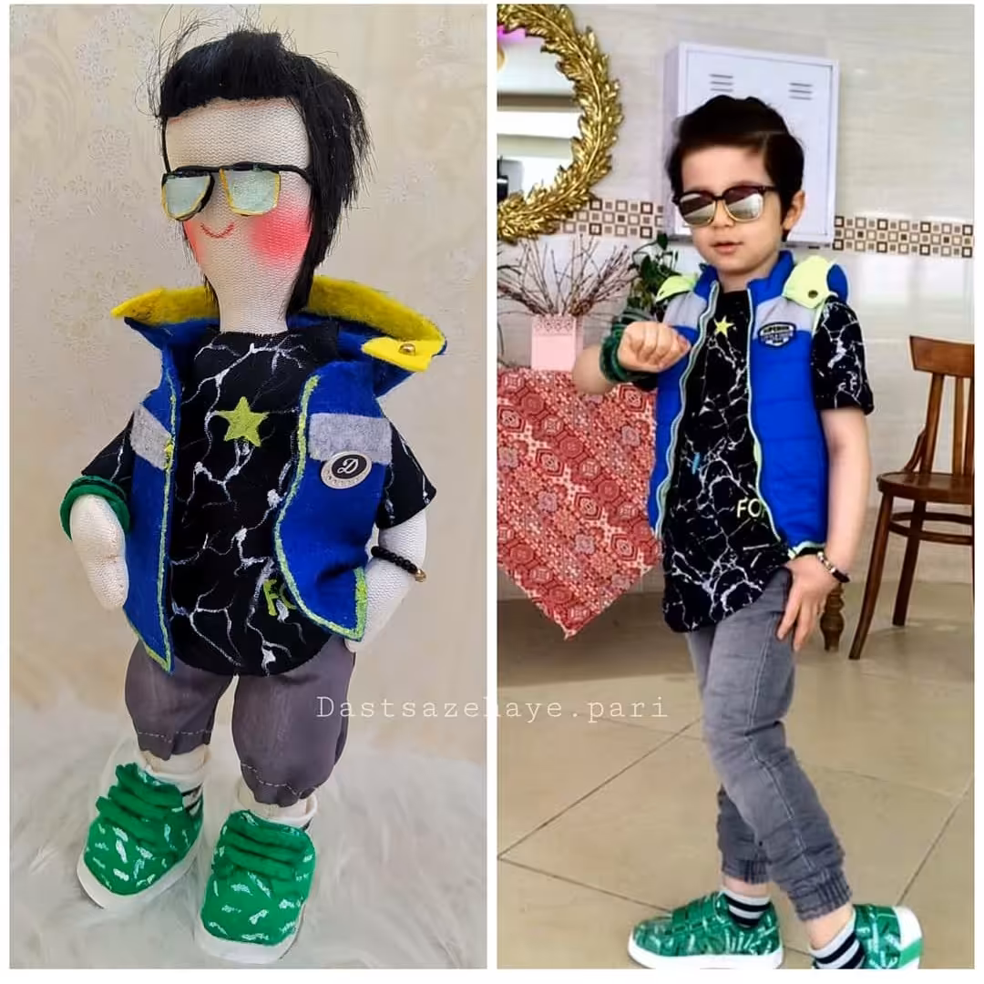عروسک از روی عکس عزیزانتون(هدیه ی خاص و جذاب) قد عروسک 23 سانت (کاملاً دستساز ) عکس بده عروسک تحویل بگیر