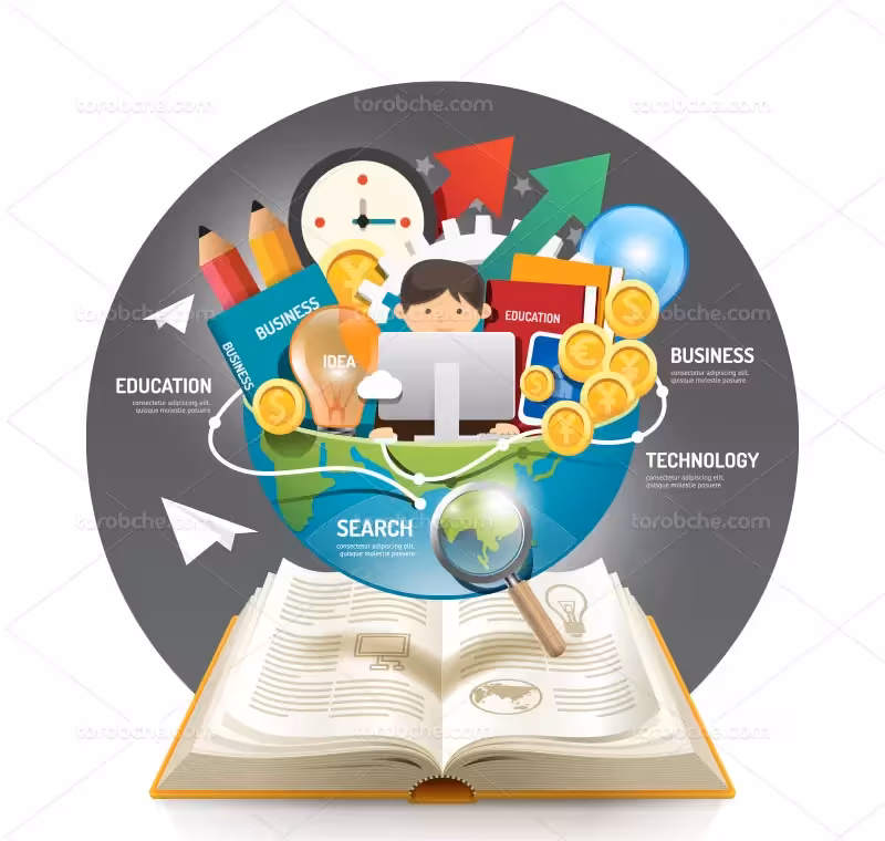 وکتور کتاب و آموزش | گرافیک با طعم تربچه