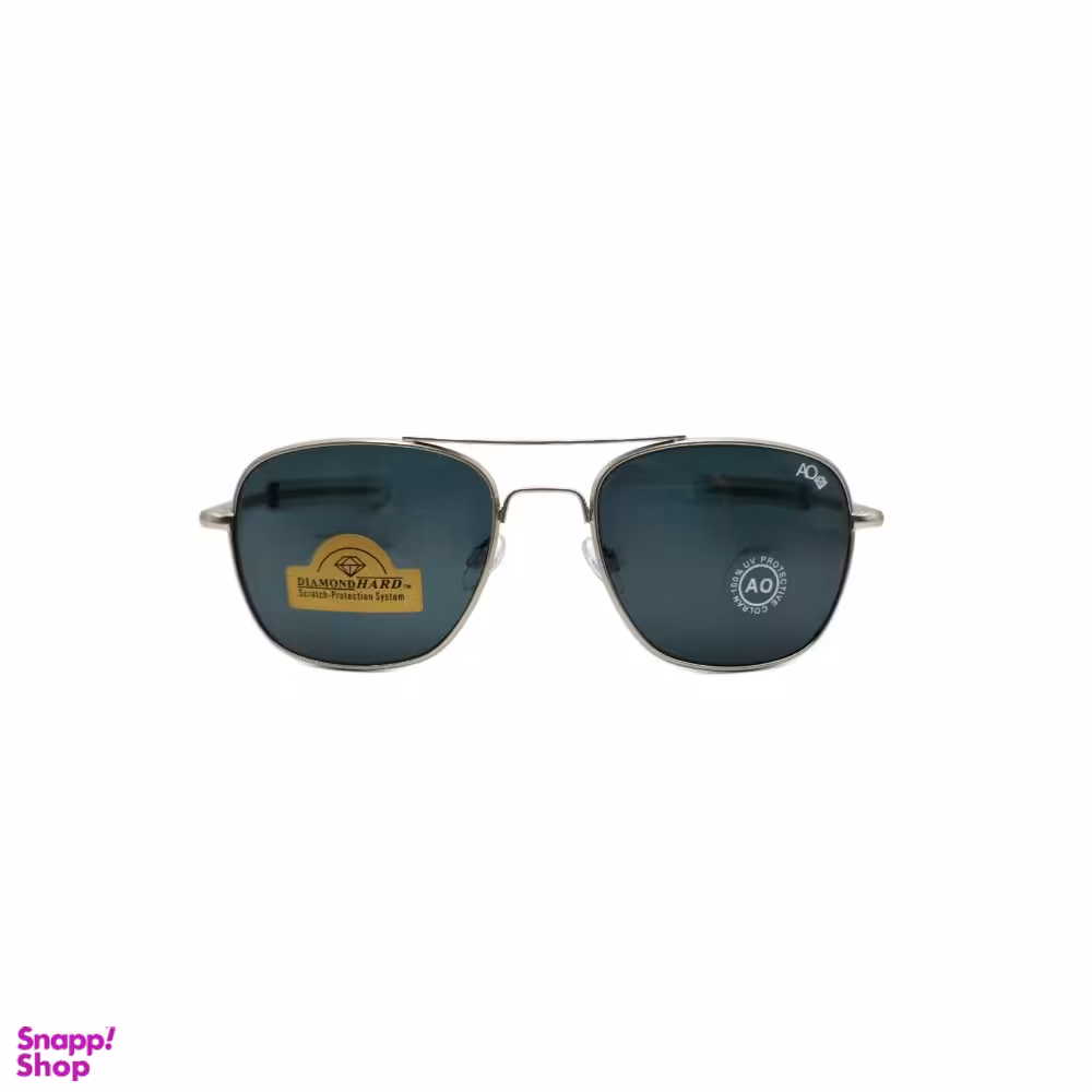 عینک آفتابی مردانه طرح AO فریم نقره ای شیشه دودی