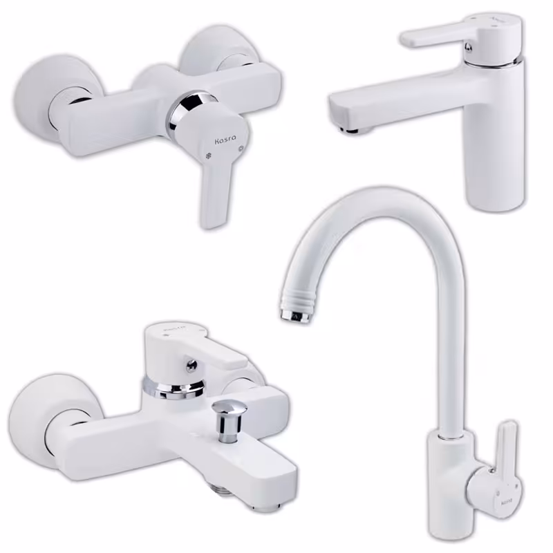 ست 4تیکه شیرالات کسری مدل امگا سفید