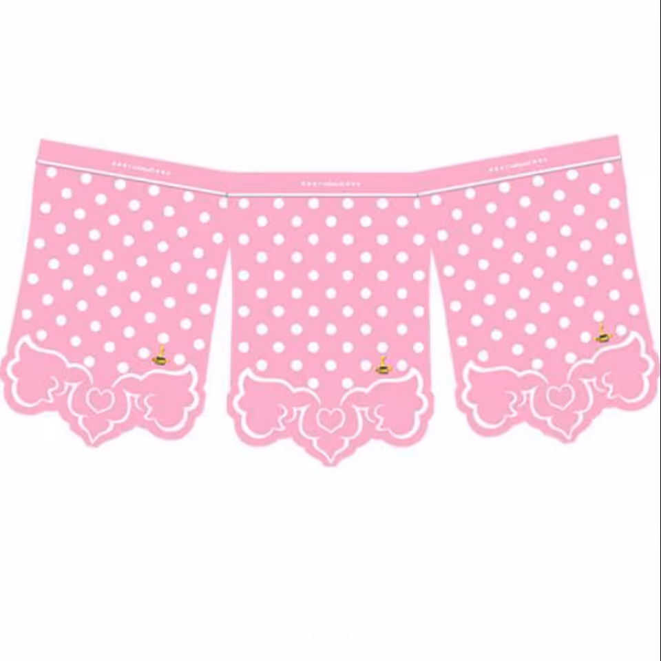 تم تولد ریسه تولدی تم صورتی خال سفید(پک یک متری )