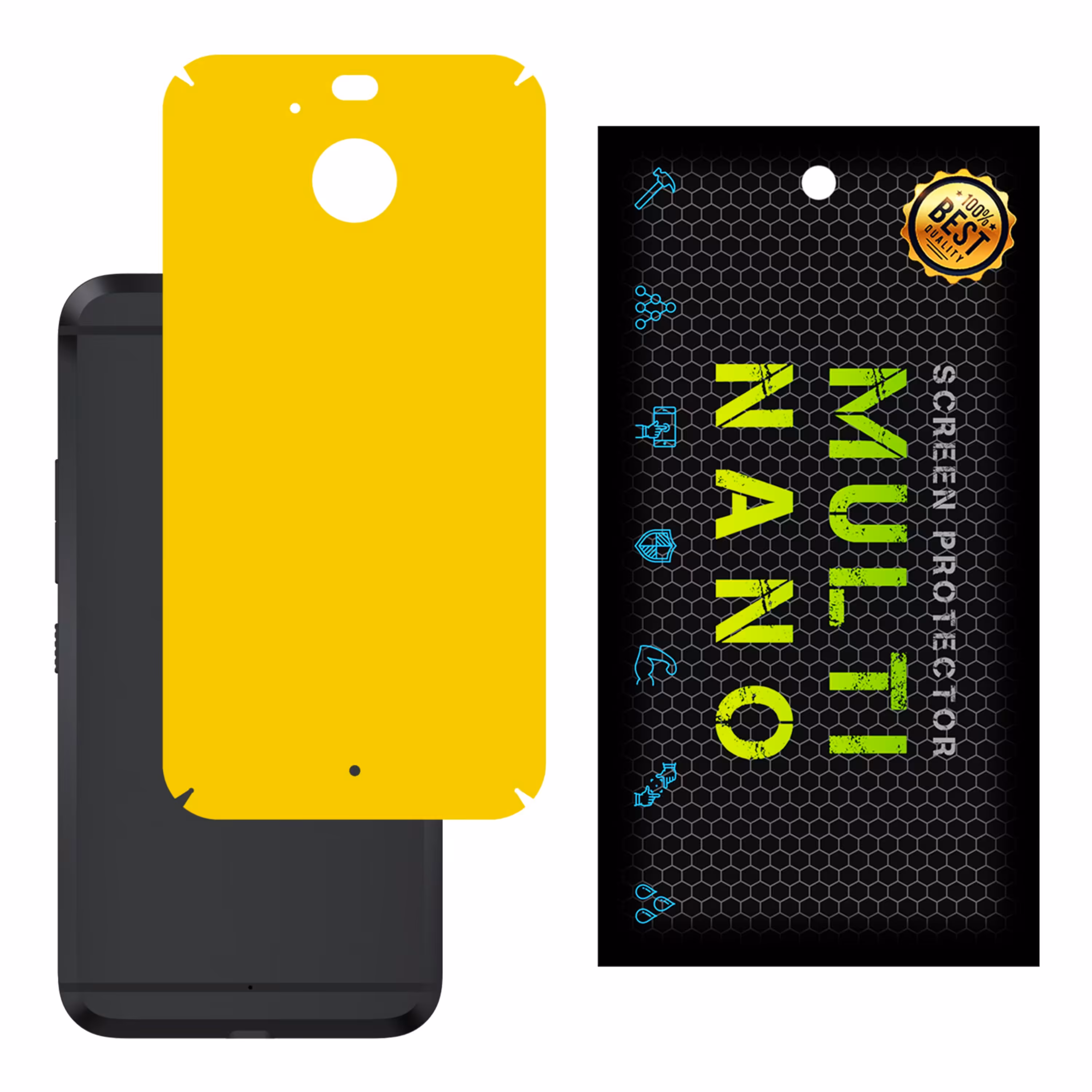 برچسب پوششی MultiNano مدل X-F1M-Yellow برای پشت موبایل اچ تی سی 10 Evo