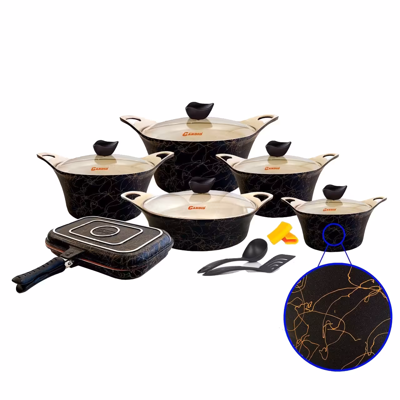 سرویس قابلمه گرانیتی کاندید مدل کاپری لاین (15 پارچه)