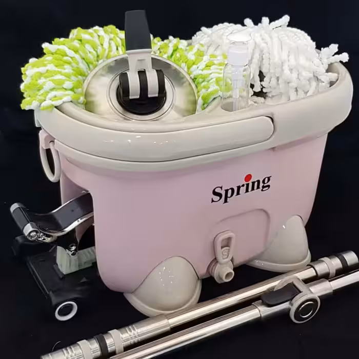 سطل و تی پدالدار چرخدار  دیسک استیل spring مدل  3066A