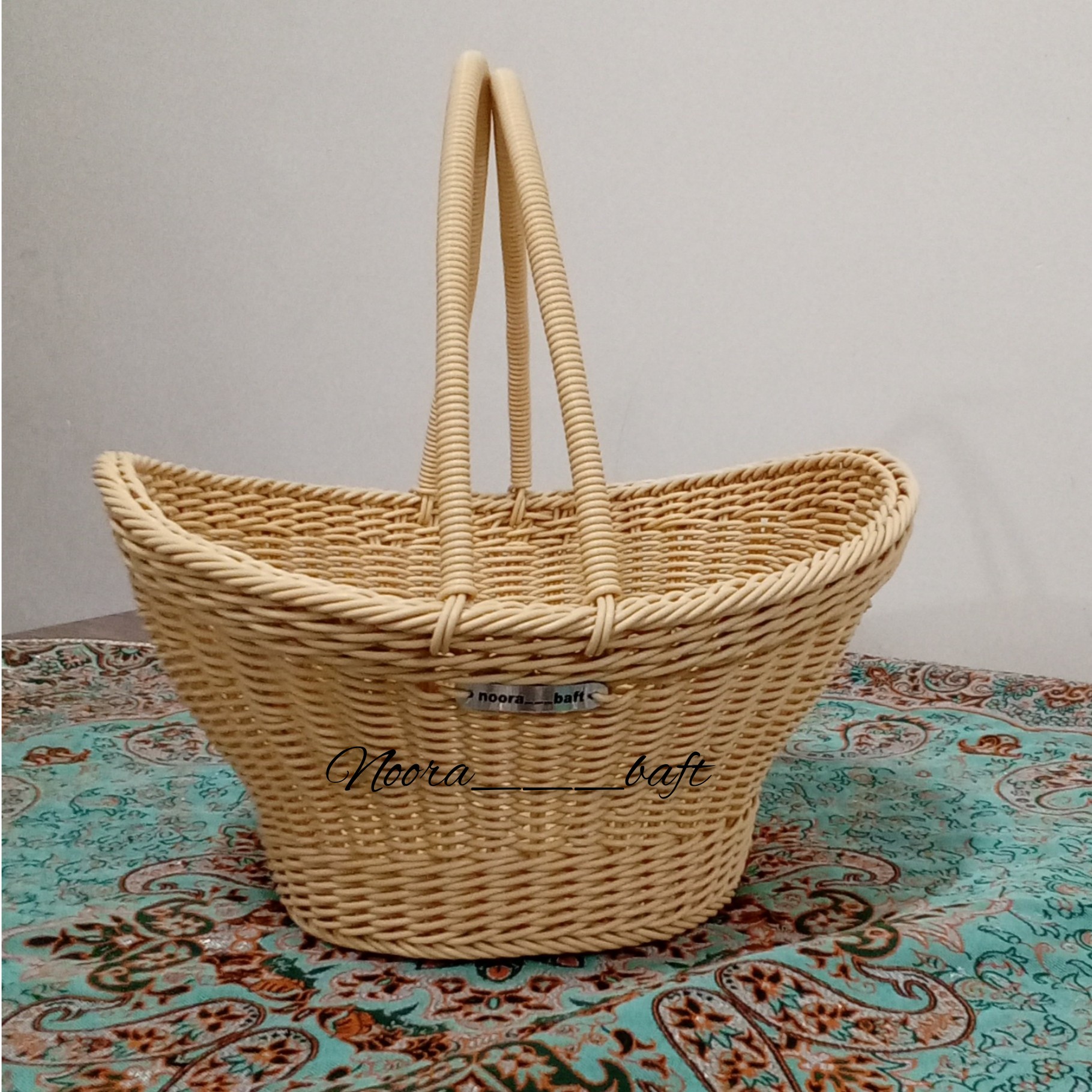 سبد میوه طرح کشکولی (دسته دار) ، سایز بزرگ ، در رنگ بندی متنوع