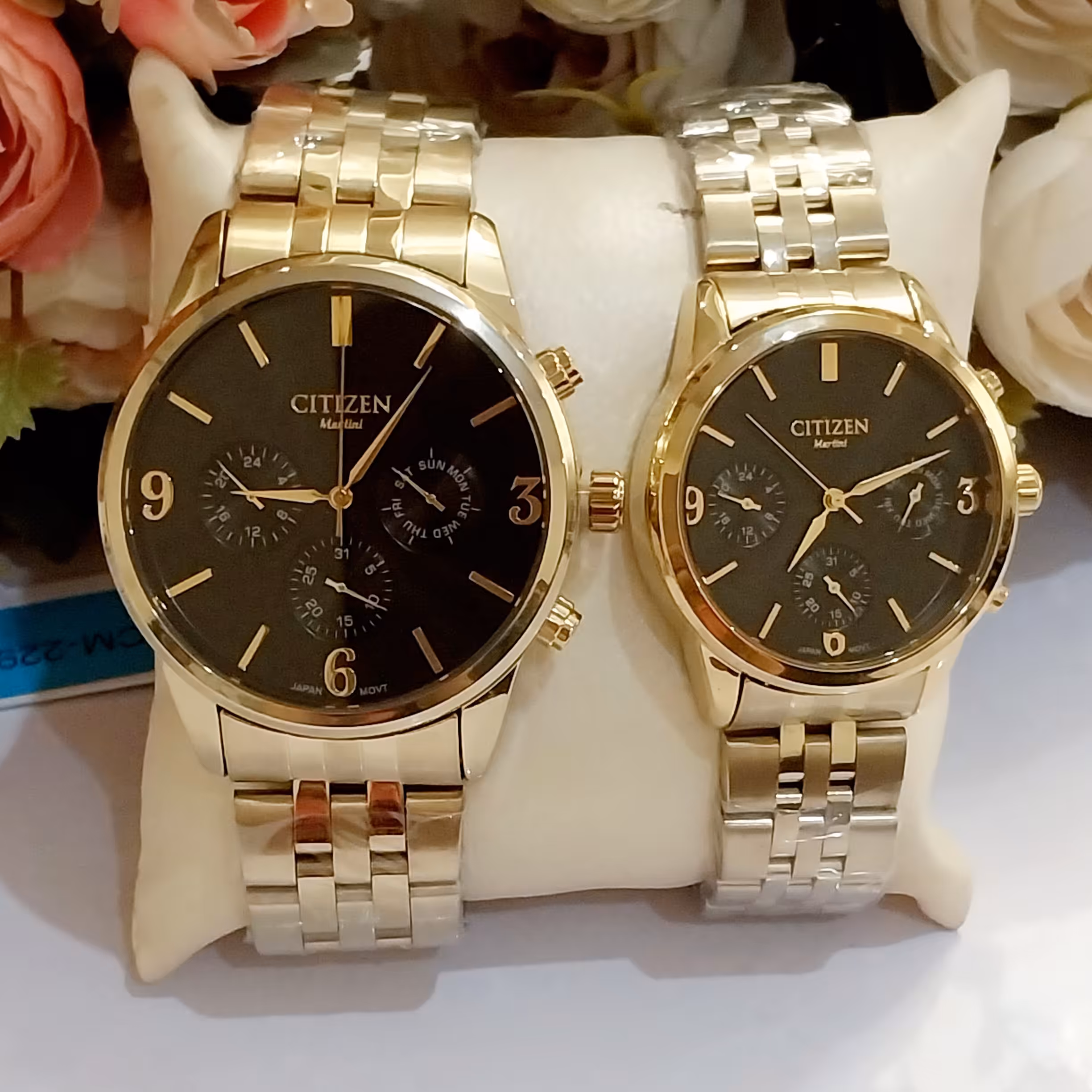 ساعت مچی ست زنانه ومردانه سیتیزن مارتینی اصل طلایی ست شیک