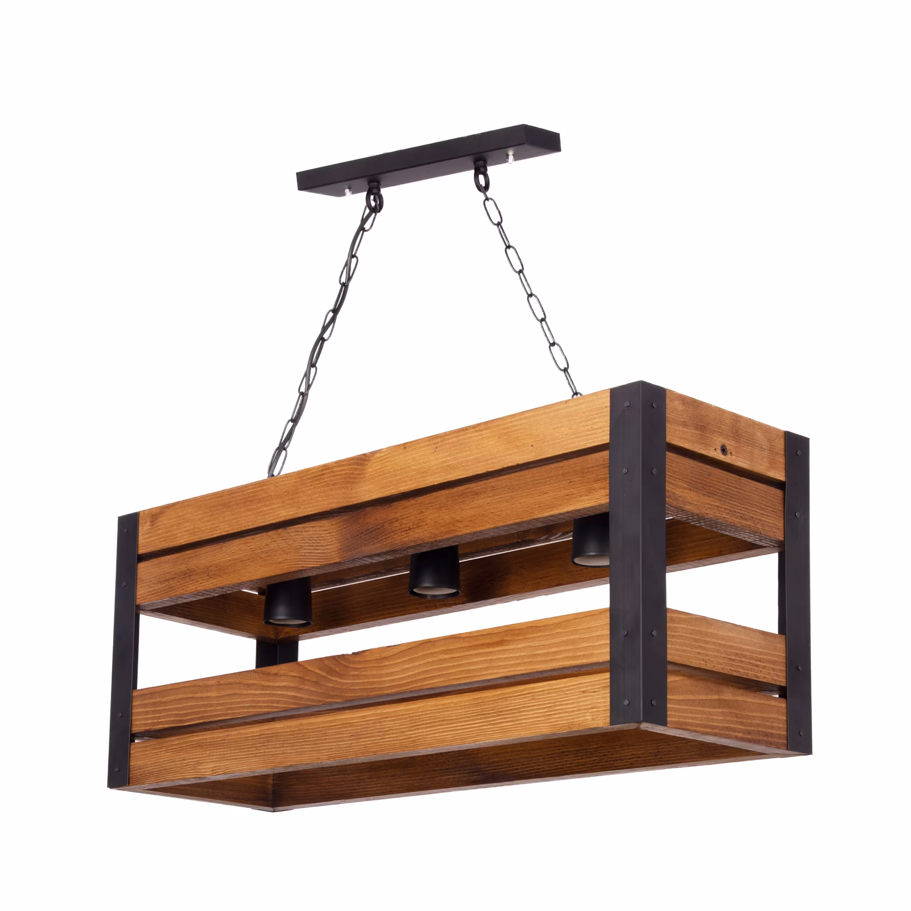 لوستر سه شعله چوبی جعبه ای 4 تایی مدل W-1706