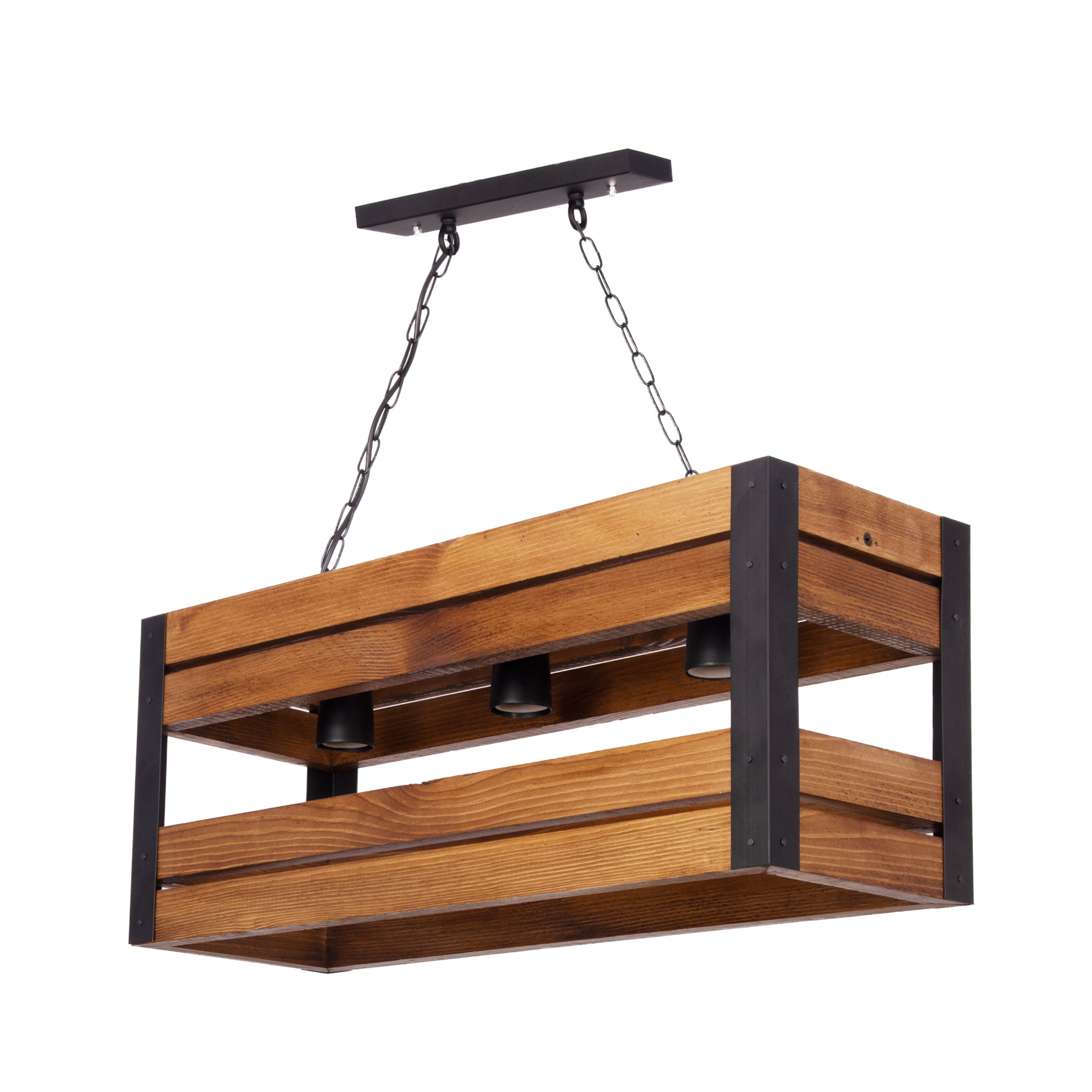 لوستر سه شعله چوبی جعبه ای 4 تایی مدل W-1706