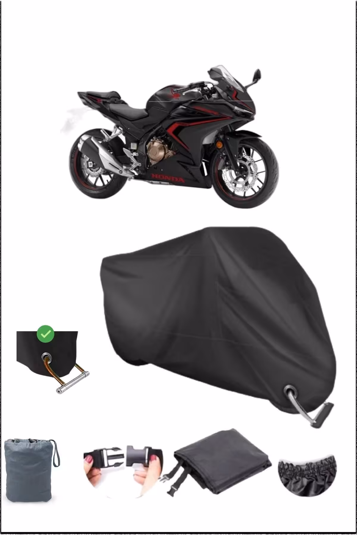 چادر موتورسیکلت مشکی HONDA CBR500R قفل بادوام با استفاده از برزنت موتور سیکلت ضد آب سازگار Breen