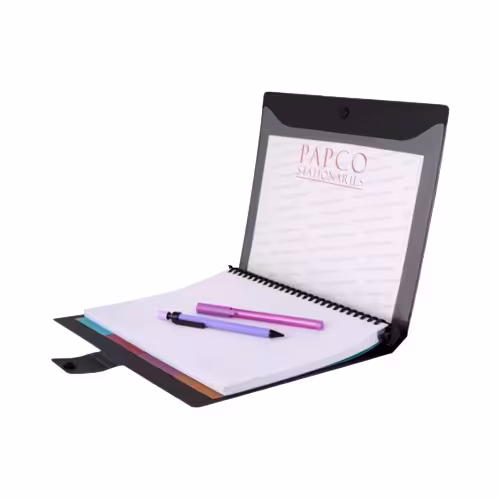 دفتر کلاسوری دکمه دار متالیک 100 برگ پاپکو NB-644BC