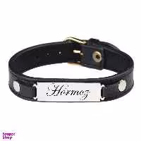 دستبند مردانه گيلواره زراوشان مدل چرم طبیعی اسم هرمز کد FLK01