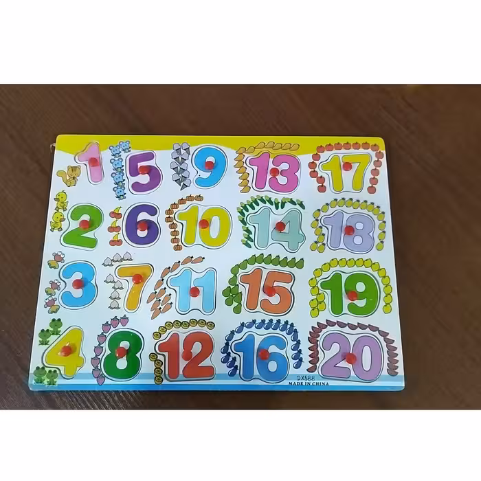 پازل چوبی جاگذاری دکمه  پلاستیکی مدل اعداد ریاضی