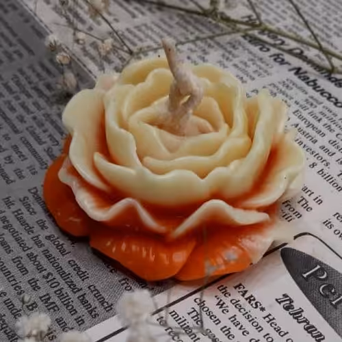 شمع گل آلاله تم پاییزی دو رنگ 