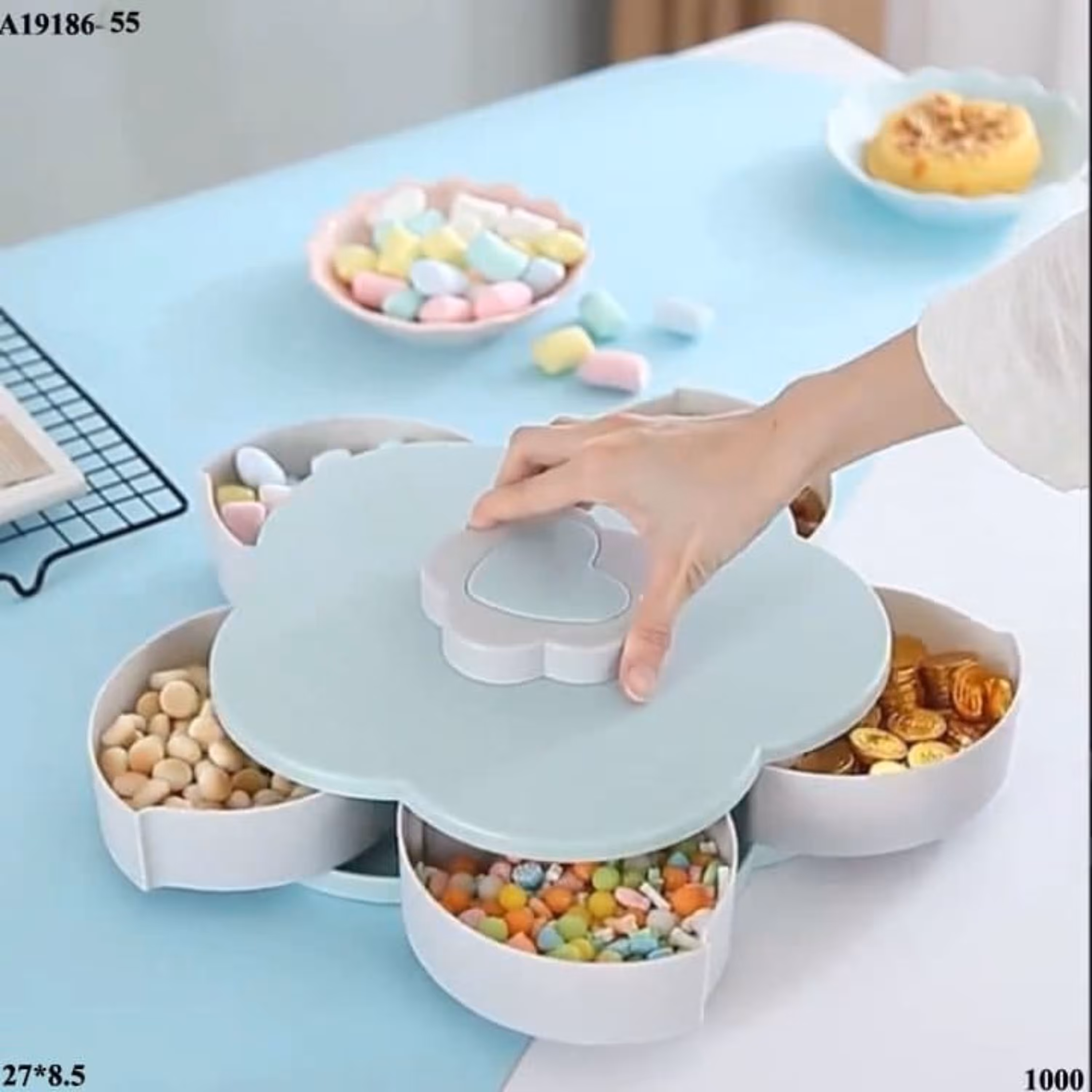 اردوخوری چرخشی طرح گل زرد موجوده سرو تنقلات جنس پلاستیک